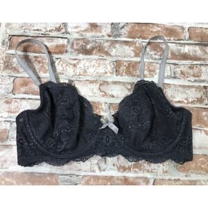 Gilligan & O'Malley Bra Size 34C GRAY Lace Unlined Underwire Adjustable STRAPS
